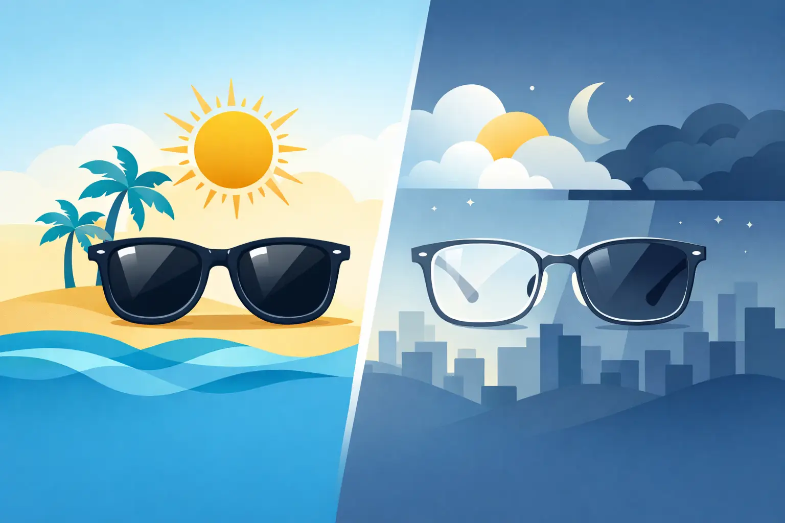 Sonnenbrille oder selbsttönende Gläser wählen?